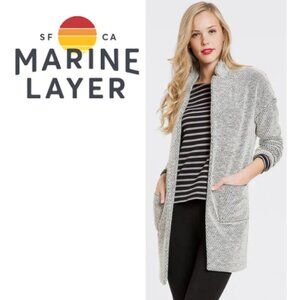 Marine Layer Birdseye Knit Open Long Cardigan With Pockets (Size M)